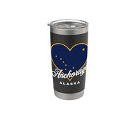 Anchorage Drapeau de l'Alaska USA Grande Ourse Souvenir de vacances Gobelet isotherme en acier inoxydable double paroi