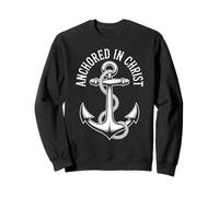Anchored in Christ Religious Christian Faith Mens Women Sweatshirt