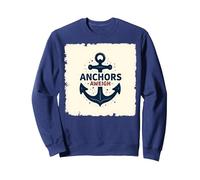 Anchors Aweigh Design Nautique pour Marins Sweatshirt, Unisexe pour Adultes, Bleu Marine, M