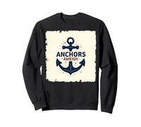 Anchors Aweigh Design Nautique pour Marins Sweatshirt, Unisexe pour Adultes, Noir, M
