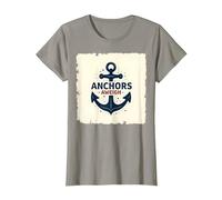 Anchors Aweigh Design Nautique pour Marins T-Shirt, Femme, Ardoise, XXL