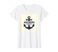 Anchors Aweigh Design Nautique pour Marins T-Shirt, Femme, Blanc, M