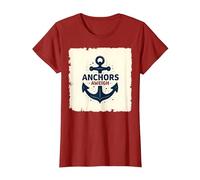 Anchors Aweigh Design Nautique pour Marins T-Shirt, Femme, Canneberge, M