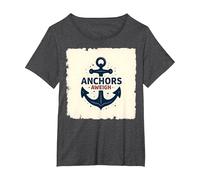 Anchors Aweigh Design Nautique pour Marins T-Shirt, Femme Grandes Tailles, Chiné Foncé, 2X