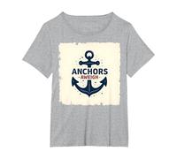 Anchors Aweigh Design Nautique pour Marins T-Shirt, Femme Grandes Tailles, Gris Chiné, 4X