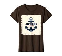 Anchors Aweigh Design Nautique pour Marins T-Shirt, Femme, Marron, M