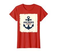Anchors Aweigh Design Nautique pour Marins T-Shirt, Femme, Rouge, XS