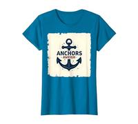 Anchors Aweigh Design Nautique pour Marins T-Shirt, Femme, Saphir, M