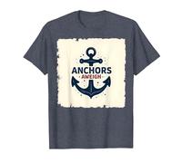 Anchors Aweigh Design Nautique pour Marins T-Shirt, Homme, Bleu Chiné, M