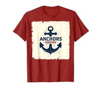 Anchors Aweigh Design Nautique pour Marins T-Shirt, Homme, Canneberge, M