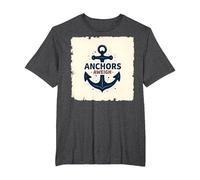 Anchors Aweigh Design Nautique pour Marins T-Shirt, Homme Grandes Tailles, Chiné Foncé, 2X Tall
