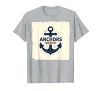 Anchors Aweigh Design Nautique pour Marins T-Shirt, Homme, Gris Chiné, M