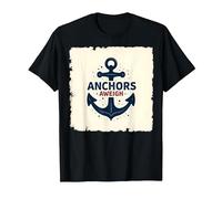 Anchors Aweigh Design Nautique pour Marins T-Shirt, Homme, Noir, M