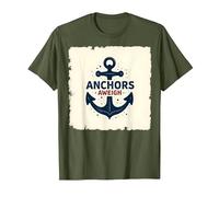 Anchors Aweigh Design Nautique pour Marins T-Shirt, Homme, Olive, M