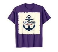 Anchors Aweigh Design Nautique pour Marins T-Shirt, Homme, Violet, M