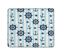 Anchors Petit tapis de souris nautique en caoutchouc lavable avec volant d'été Motif étoile Bleu marine 20,3 x 25,4 cm