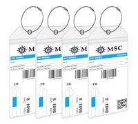 Anchors Up Lot de 4 porte-étiquettes de bagage de croisière pour MSC - En plastique durable avec boucles en acier - S'adapte à tous les navires MSC pour les croisières en 2024, 2025 et 2026