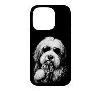 Ancien Chien de Berger Anglais Buvant du café glacé drôle Amoureux des Chiens Coque pour iPhone 14 Pro