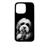 Ancien Chien de Berger Anglais Buvant du café glacé drôle Amoureux des Chiens Coque pour iPhone 15 Pro Max
