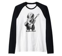 Ancien Chien de Berger Anglais Jouant de la Guitare Rock Amateur de Chiens Manche Raglan