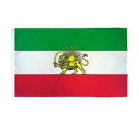 Ancien drapeau historique de l'Iran avec couronne de soleil - 150 x 90 cm - Double face - Couleurs vives - Polyester résistant à la décoloration - Révolution constitutionnelle - Drapeau de l'Iran