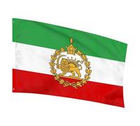 Ancien drapeau historique de l'Iran avec couronne de soleil - 150 x 90 cm - Double face - Couleurs vives - Polyester résistant à la décoloration - Révolution constitutionnelle - Drapeau de l'Iran