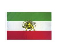Ancien drapeau historique de l'Iran avec couronne de soleil - 150 x 90 cm - Double face - Couleurs vives - Polyester résistant à la décoloration - Révolution constitutionnelle - Drapeau de l'Iran