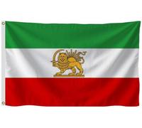 Ancien drapeau historique de l'Iran de 1,2 x 1,8 m, anciens drapeaux iraniens avec lion et soleil, bannière de décoration persane en polyester épais 100D pour extérieur et intérieur, drapeaux en