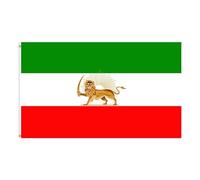 Ancien drapeau historique iranien avec couronne de soleil - 150 x 90 cm - Double face - Couleurs vives - Polyester résistant à la décoloration - Révolution constitutionnelle - Drapeau de l'Iran - Lion