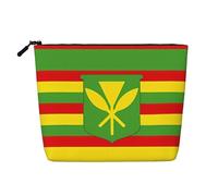 Ancien drapeau jamaïcain imprimé faux chanvre trousse de maquillage - Organiseur de toilette de voyage, pochette cosmétique réutilisable, un paquet pour de multiples utilisations, Drapeau hawaïen