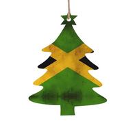 Ancien drapeau jamaïcain ornement en bois pendentif arbre de Noël en forme de sapin de Noël 1 pièce pour décoration d'arbre, mur et porte - Style vintage
