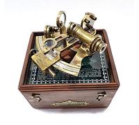 Ancien Maritime Nautique Sextant Télescope Vintage Marine Astrolabe Navire Instruments avec Boîte en Bois