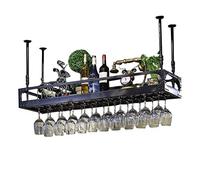 Ancien Plafond Vin Rack Plante Fleur Décoration Flottant Rack Suspendu, Hauteur réglable, Suspendu Mural Présentoir Cuisine Bar Balcon Intérieur Décoration Rack (Couleur : Noir, Siz