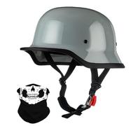 Ancien Style Allemand Demi Casque, ECE Approuvé, Face Ouverte Casque avec Réglable Boucle À Libération Rapide, Adulte Hommes Femmes Casques À Moto pour Vélo Croiseur Scooter(Z13,XXL/63-64cm)
