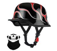 Ancien Style Allemand Demi Casque, ECE Approuvé, Face Ouverte Casque avec Réglable Boucle À Libération Rapide, Adulte Hommes Femmes Casques À Moto pour Vélo Croiseur Scooter(Z7,XXL/63-64cm)
