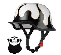 Ancien Style Allemand Demi Casque, ECE Approuvé, Face Ouverte Casque avec Réglable Boucle À Libération Rapide, Adulte Hommes Femmes Casques À Moto pour Vélo Croiseur Scooter(Z6,XXL/63-64cm)