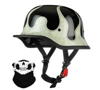 Ancien Style Allemand Demi Casque, ECE Approuvé, Face Ouverte Casque avec Réglable Boucle À Libération Rapide, Adulte Hommes Femmes Casques À Moto pour Vélo Croiseur Scooter(Z10,XL/61-62cm)