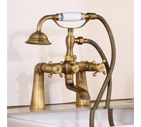 Ancienne baignoire en cuivre robinet de douche ensemble double bouton robinet de mélange baignoire rotative douche à jets, antique