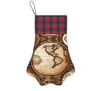 Ancienne carte du monde imprimé de patte de chien de Noël chaussette de Noël décoration de cheminée fournitures saisonnières cadeau