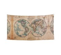 Ancienne carte du monde tachée - Bannière de fête multi-vacances - Décoration pour anniversaire, Noël, Halloween