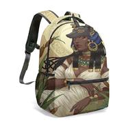 Ancienne Egypte Anubis Sac à dos imprimé déesse Anubis 40,6 cm réaliste Fantasy Art Temple Sac avec hiéroglyphes et feuilles de palmier, 04, L, Décontracté
