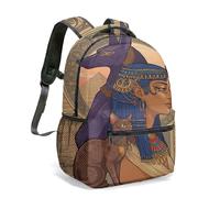 Ancienne Egypte Anubis Sac à dos imprimé déesse Anubis 40,6 cm réaliste Fantasy Art Temple Sac avec hiéroglyphes et feuilles de palmier, 03, L, Décontracté