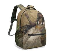 Ancienne Egypte Anubis Sac à dos imprimé déesse Anubis 40,6 cm réaliste Fantasy Art Temple Sac avec hiéroglyphes et feuilles de palmier, 05, L, Décontracté