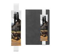 Ancienne grange en bois avec tracteur rouillé avec bande élastique porte-stylo amovible en cuir PU pochette porte-stylo journal trousse à crayons fournitures de bureau cadeau pour journaux à