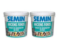Enduit de Rénovation Anciens Fonds Semin, Supports Irréguliers Spécial Toile de Verre, Carrelage, Intérieur/Extérieur, Seau de 15 kg, Lot de 2