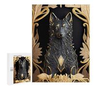 Ancient Black Golden Wolf : Projet Puzzle du W nd, 500 PCS Puzzle De Table pour Adultes, pour Un Loisir Créatif en Intérieur