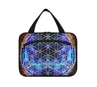 Ancient Calendrier Maya Violet Or Motif Fleur de Vie 1 PC Trousse de toilette de voyage à suspendre avec poignées, organisateur de maquillage portable, étui de rangement pour pinceaux de voyage avec