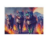 Ancient Cat Warriors Marching Through Flames Puzzles pour Adultes Jeux Relaxants Défi Difficile Cadeaux De Noël Et d'anniversaire 38x26cm/1000pcs