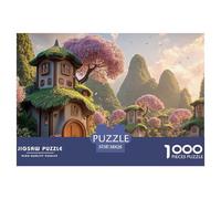 Ancient Chinese-Style Architecture 1000 Pièces Carton Premium Lot de Puzzles Moss-Covered Cottage Anti-Stress Jeu Créatif Puzzles pour Adultes Et Enfants 38x26cm/1000pcs