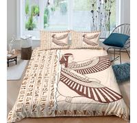 Ancient Egypt Ensemble De Literie 3 pièces Hypoallergique Imprimé en 3D Léger Art Deco Style Housse de Couette avec 2 Taies d'oreiller Confortable for Décoration de Chambre Super King（260x220cm）